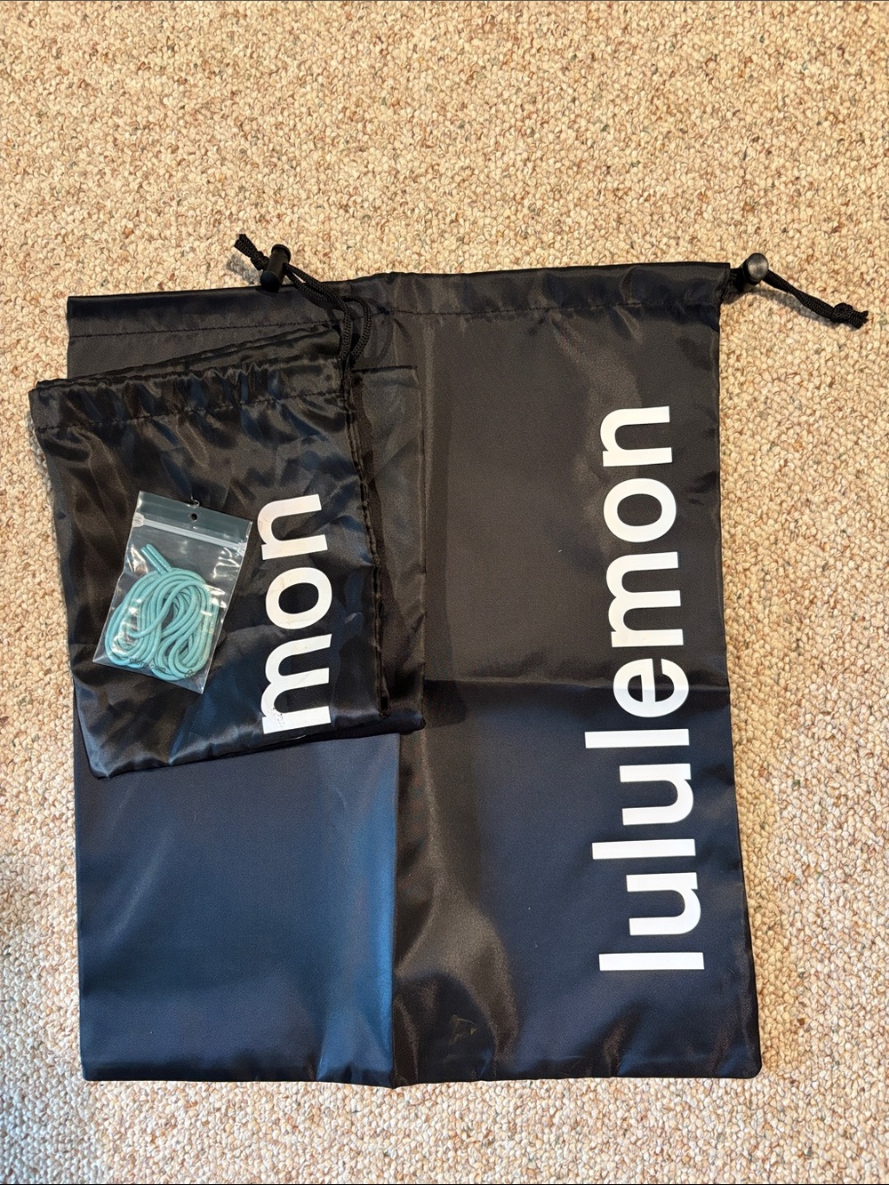 Lululemon Black Drawstring Bags, Set of 2